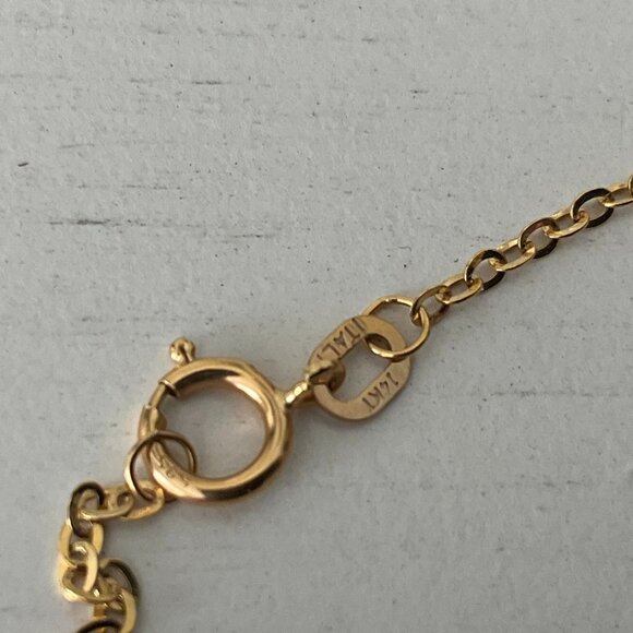 Blue topaz caged in solid 14k gold 18" chain - Picture 3 of 6